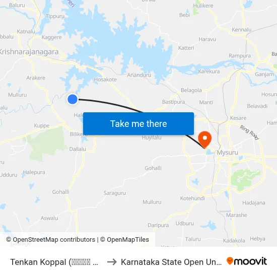 Tenkan Koppal (ತೆಂಕಣ ಕೊಪ್ಪಲು) to Karnataka State Open University map