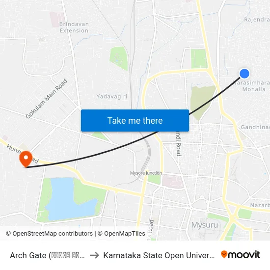 Arch Gate (ಆರ್ಚ್‌ ಗೇಟ್) to Karnataka State Open University map