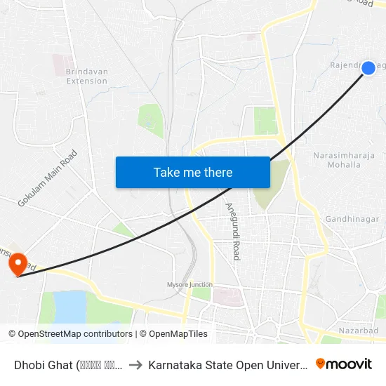 Dhobi Ghat (ದೋಬಿ ಘಾಟ್) to Karnataka State Open University map