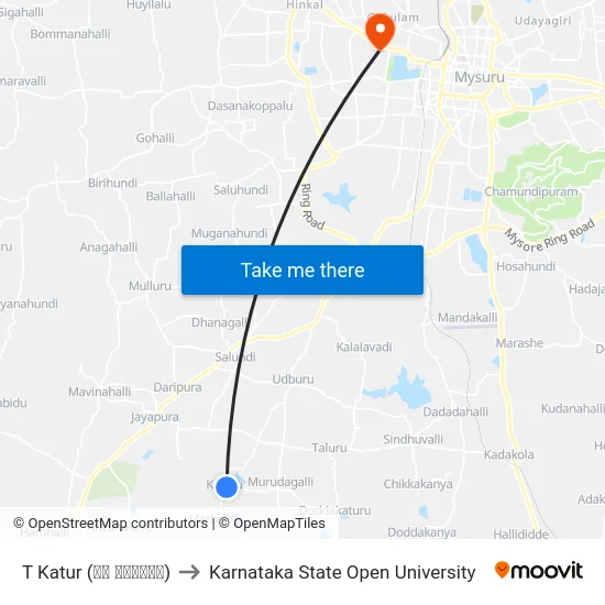 T Katur (ಟಿ ಕಾಟೂರು) to Karnataka State Open University map
