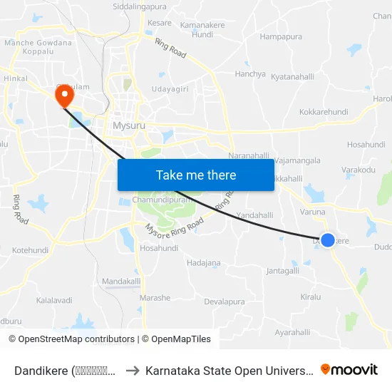 Dandikere (ದಂಡೀಕೆರೆ) to Karnataka State Open University map