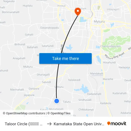 Taloor Circle (ತಳೂರು ವೃತ್ತ) to Karnataka State Open University map