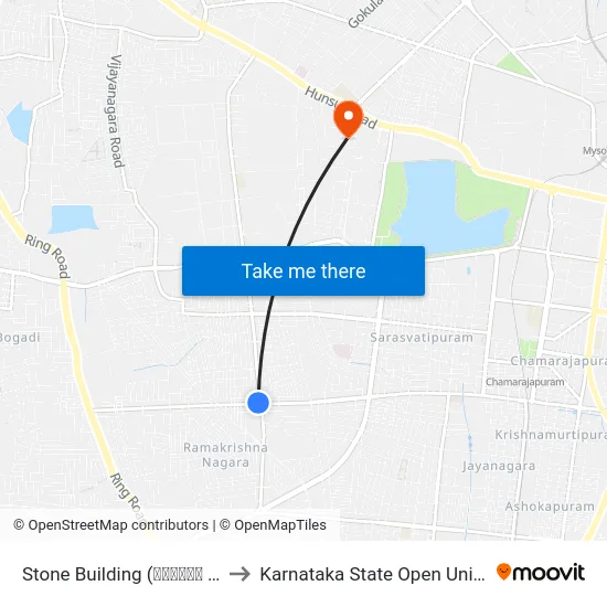 Stone Building (ಕಲ್ಲಿನ ಕಟ್ಟಡ) to Karnataka State Open University map