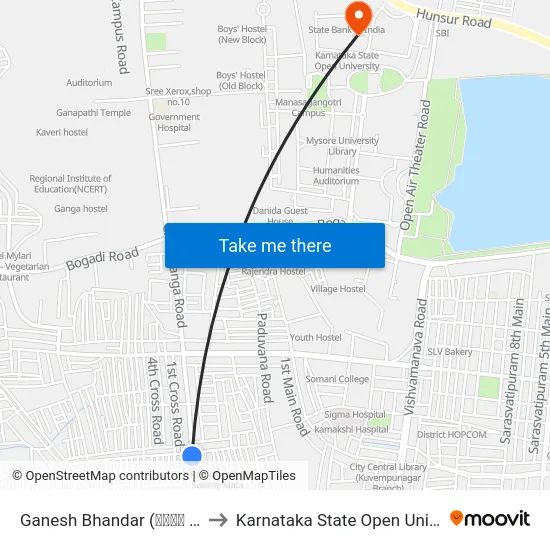 Ganesh Bhandar (ಗಣೇಶ ಭಂಡಾರ) to Karnataka State Open University map