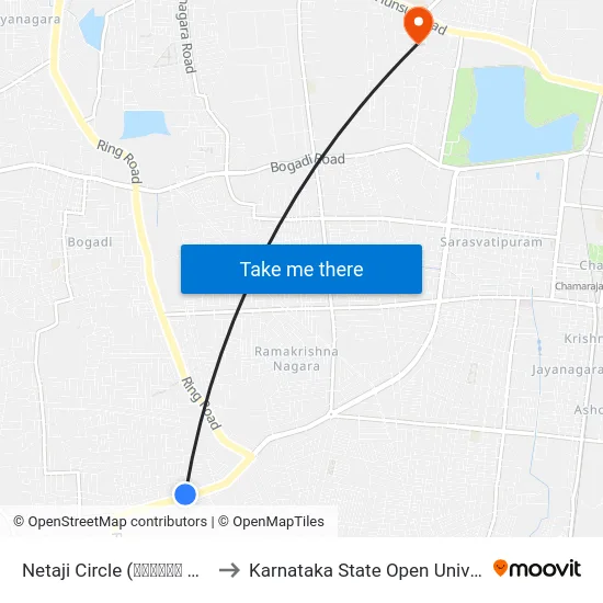 Netaji Circle (ನೇತಾಜಿ ವೃತ್ತ) to Karnataka State Open University map