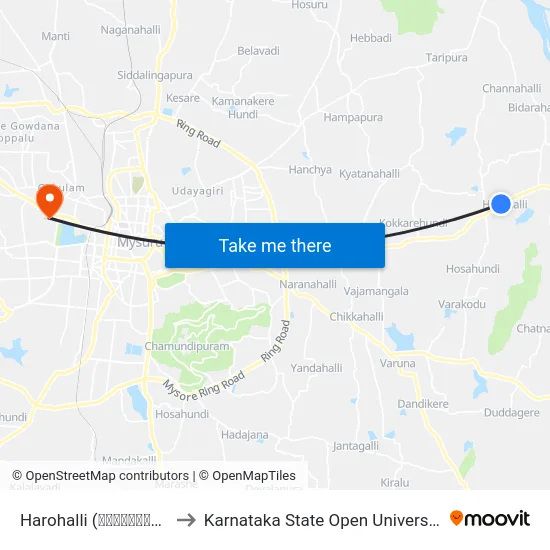 Harohalli (ಹಾರೋಹಳ್ಳಿ) to Karnataka State Open University map