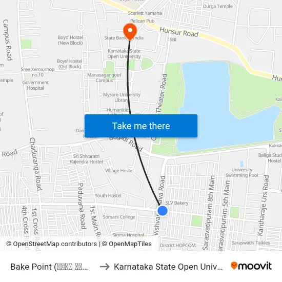 Bake Point (ಬೇಕ್ ಪಾಯಿಂಟ್) to Karnataka State Open University map