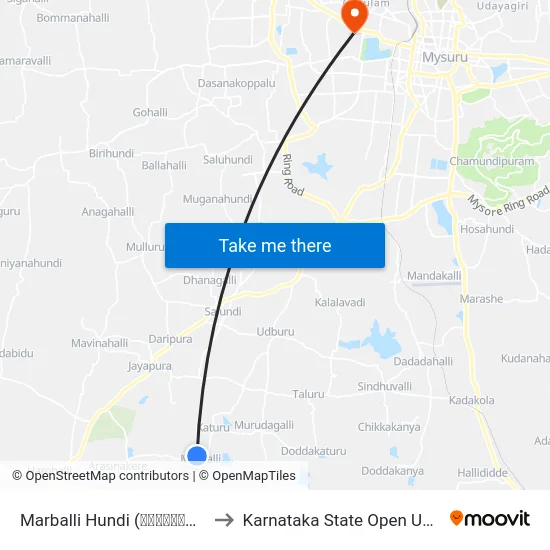 Marballi Hundi (ಮರ್ಬಳ್ಳಿ ಹುಂಡಿ) to Karnataka State Open University map