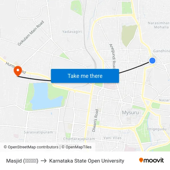 Masjid (ಮಸೀದಿ) to Karnataka State Open University map