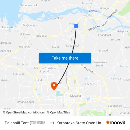 Palahalli Tent (ಪಾಲಹಳ್ಳಿ ಟೆಂಟ್) to Karnataka State Open University map