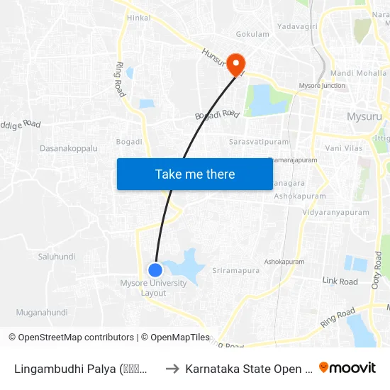 Lingambudhi Palya (ಲಿಂಗಾಂಬುಧಿ ಪಾಳ್ಯ) to Karnataka State Open University map
