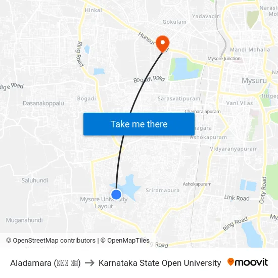 Aladamara (ಆಲದ ಮರ) to Karnataka State Open University map
