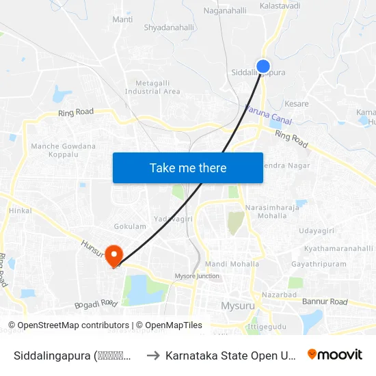 Siddalingapura (ಸಿದ್ದಲಿಂಗಾಪುರ) to Karnataka State Open University map