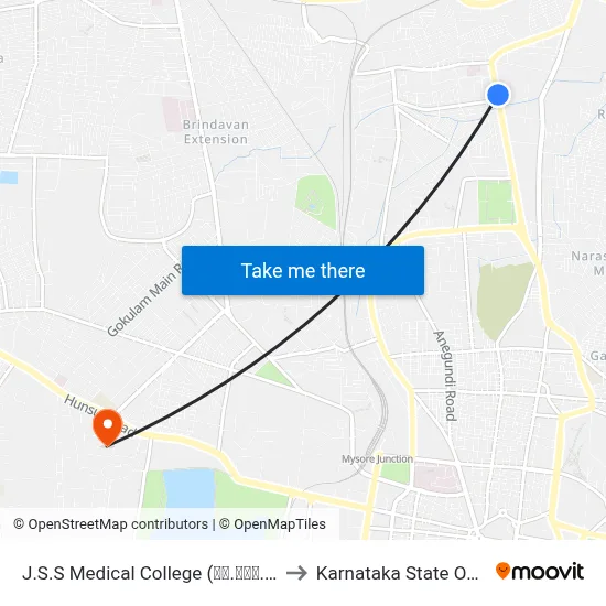 J.S.S Medical College (ಜೆ.ಎಸ್.ಎಸ್ ವೈದ್ಯಕೀಯ ಕಾಲೇಜು) to Karnataka State Open University map