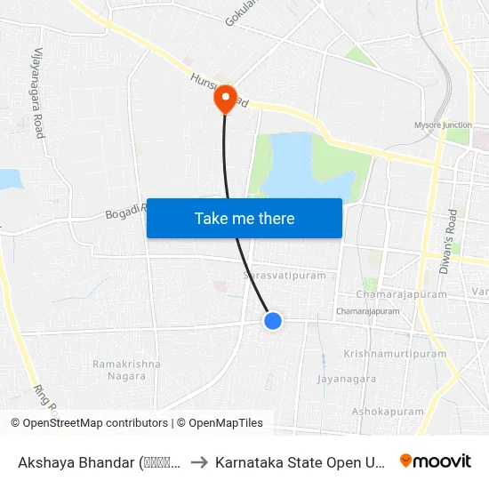 Akshaya Bhandar (ಅಕ್ಷಯ ಭಂಡಾರ) to Karnataka State Open University map