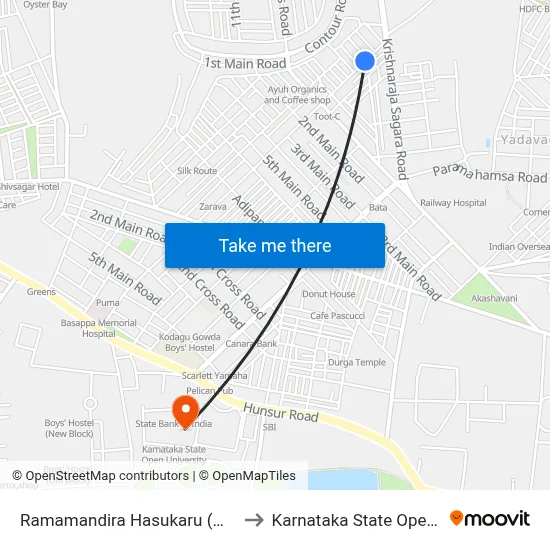Ramamandira Hasukaru (ರಾಮಮಂದರಿ ಹಸುಕರು) to Karnataka State Open University map