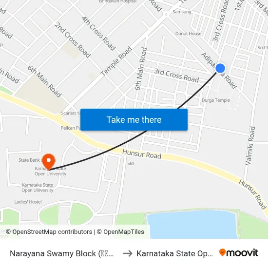 Narayana Swamy Block (ನಾರಾಯಣ ಸ್ವಾಮಿ ಬ್ಲಾಕ್) to Karnataka State Open University map
