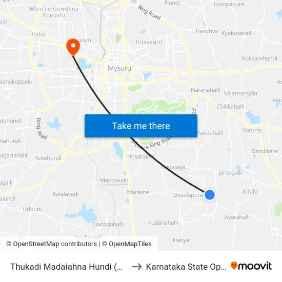Thukadi Madaiahna Hundi (ತುಖಾದಿ ಮಾದಯ್ಯನಹುಂಡಿ) to Karnataka State Open University map