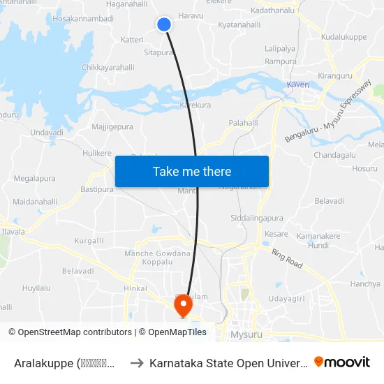 Aralakuppe (ಅರಳಕುಪ್ಪೆ) to Karnataka State Open University map