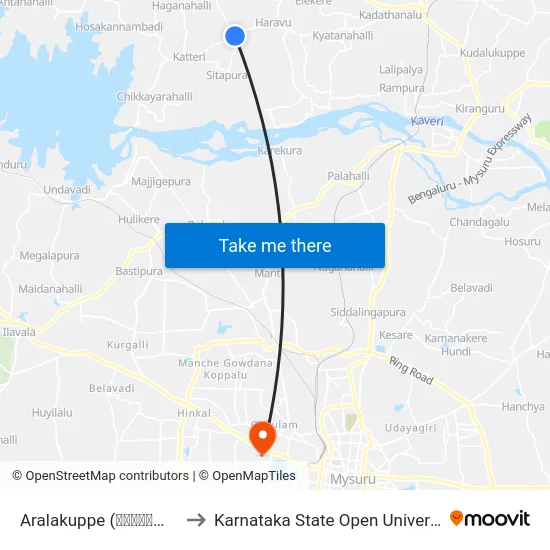 Aralakuppe (ಅರಳಕುಪ್ಪೆ) to Karnataka State Open University map