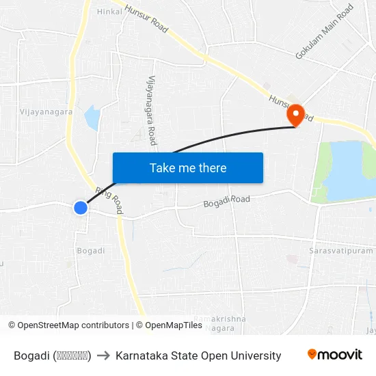 Bogadi (ಬೋಗಾದಿ) to Karnataka State Open University map