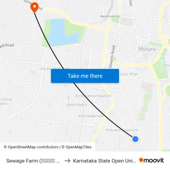 Sewage Farm (ಸೀವೇಜ್ ಫಾರ್ಮ್‌) to Karnataka State Open University map