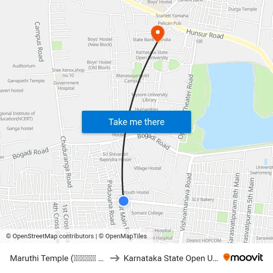 Maruthi Temple (ಮಾರುತಿ ದೇವಸ್ಥಾನ) to Karnataka State Open University map