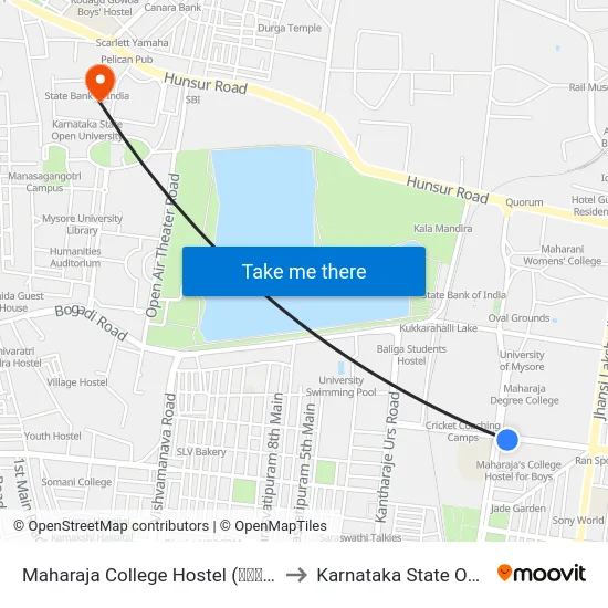 Maharaja College Hostel (ಮಹಾರಾಜ ಕಾಲೇಜು ಹಾಸ್ಟೆಲ್) to Karnataka State Open University map