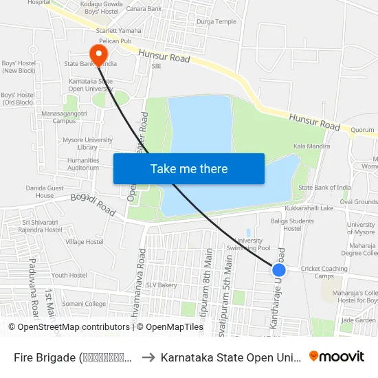 Fire Brigade (ಅಗ್ನಿಶಾಮಕ ಠಾಣೆ) to Karnataka State Open University map