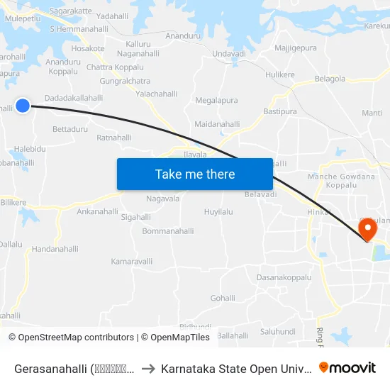 Gerasanahalli (ಗೇರಸನಹಳ್ಳಿ) to Karnataka State Open University map