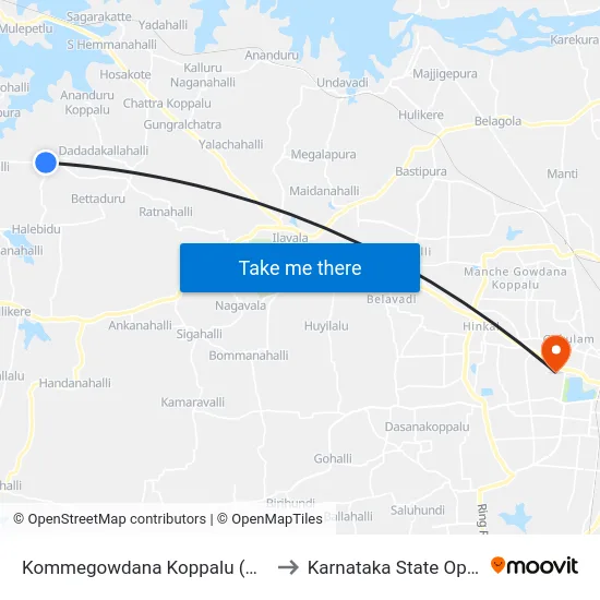 Kommegowdana Koppalu (ಕೊಮ್ಮೇಗೌಡನ ಕೊಪ್ಪಲು) to Karnataka State Open University map
