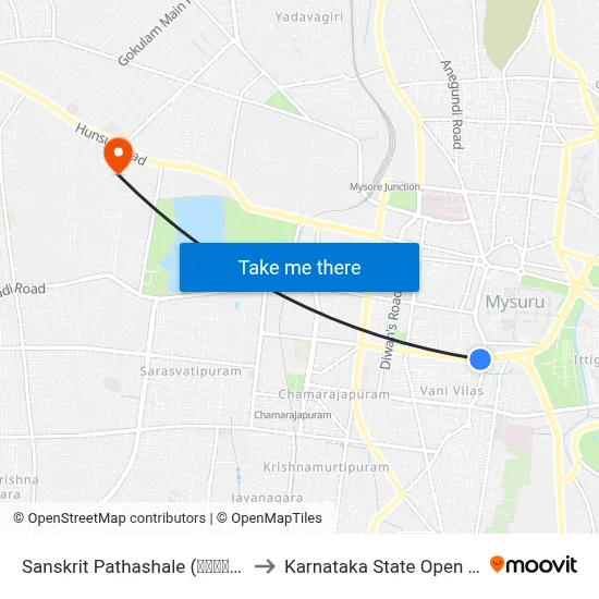 Sanskrit Pathashale (ಸಂಸ್ಕೃತ ಪಾಠಶಾಲೆ) to Karnataka State Open University map