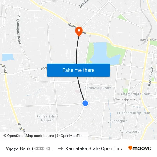 Vijaya Bank (ವಿಜಯಾ ಬ್ಯಾಂಕ್) to Karnataka State Open University map