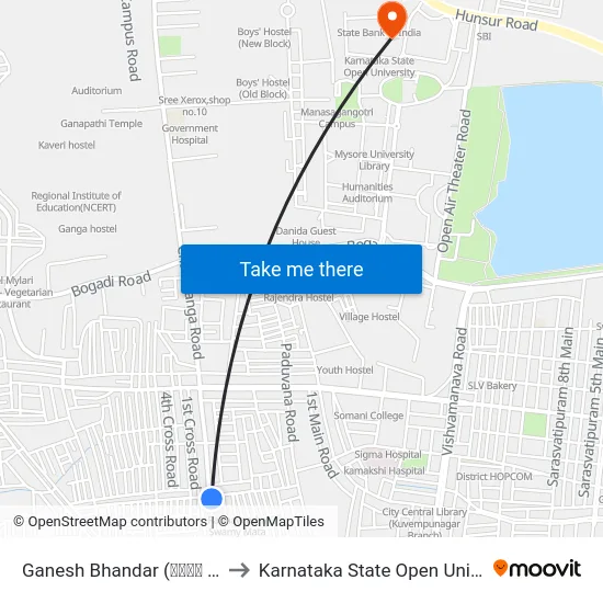 Ganesh Bhandar (ಗಣೇಶ ಭಂಡಾರ) to Karnataka State Open University map
