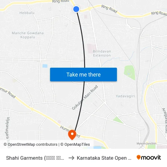 Shahi Garments (ಶಾಹೀ ಗಾರ್ಮೆಂಟ್ಸ್) to Karnataka State Open University map