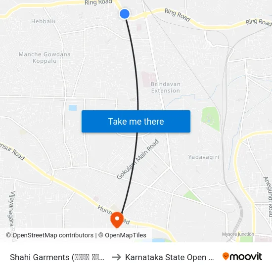 Shahi Garments (ಶಾಹೀ ಗಾರ್ಮೆಂಟ್ಸ್) to Karnataka State Open University map