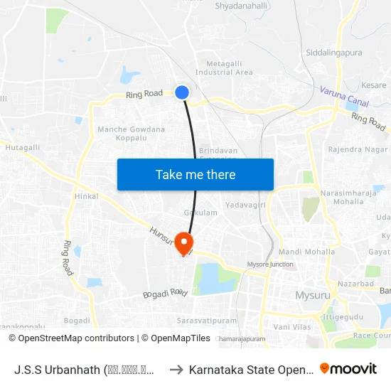 J.S.S Urbanhath (ಜೆ.ಎಸ್.ಎಸ್ ಅರ್ಬನ್ ಹಾತ್) to Karnataka State Open University map