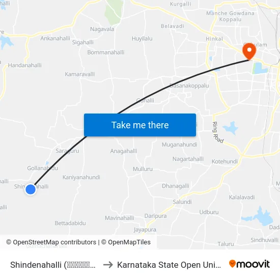 Shindenahalli (ಶಿಂಡೇನಹಳ್ಳಿ) to Karnataka State Open University map