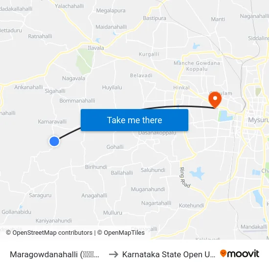 Maragowdanahalli (ಮಾರಗೌಡನಹಳ್ಳಿ) to Karnataka State Open University map