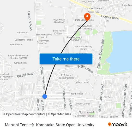 Maruthi Tent to Karnataka State Open University map