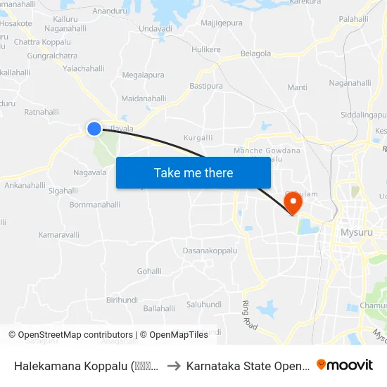 Halekamana Koppalu (ಹಳೇಕಾಮನ ಕೊಪ್ಪಲು) to Karnataka State Open University map
