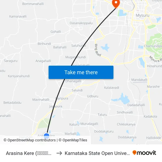 Arasina Kere (ಅರಸಿನಕೆರೆ) to Karnataka State Open University map