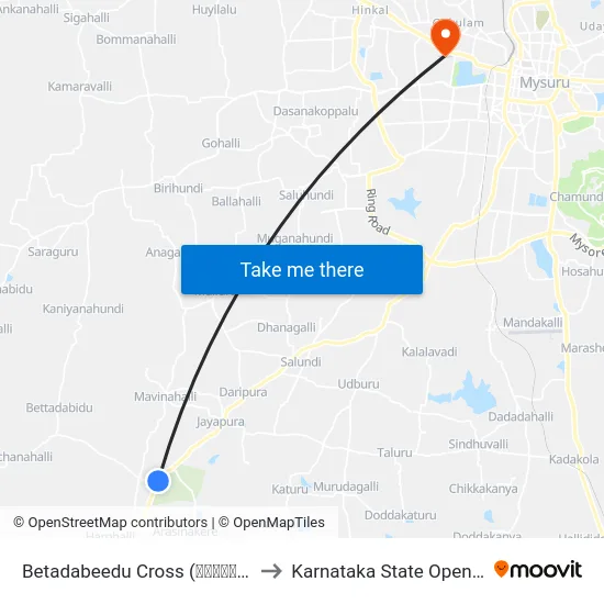 Betadabeedu Cross (ಬೆಟ್ಟದಬೀಡು ಕ್ರಾಸ್) to Karnataka State Open University map
