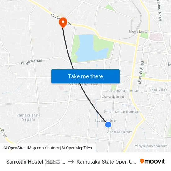 Sankethi Hostel (ಸಂಕೇತಿ ಹಾಸ್ಟಲ್) to Karnataka State Open University map