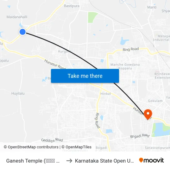 Ganesh Temple (ಗಣೇಶ ದೇವಸ್ಥಾನ) to Karnataka State Open University map