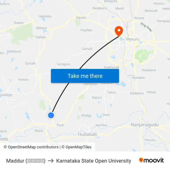 Maddur (ಮದ್ದೂರು) to Karnataka State Open University map