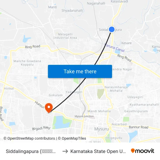 Siddalingapura (ಸಿದ್ದಲಿಂಗಾಪುರ) to Karnataka State Open University map