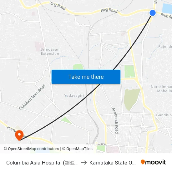 Columbia Asia Hospital (ಕೊಲಂಬಿಯಾ ಏಷ್ಯಾ ಆಸ್ಪತ್ರೆ) to Karnataka State Open University map