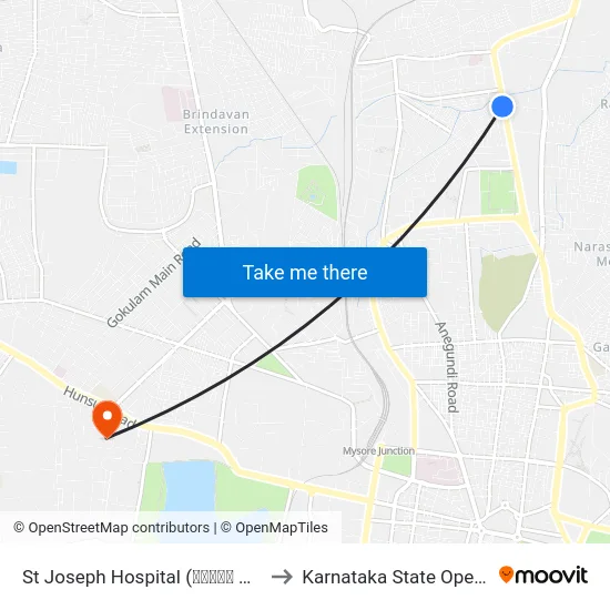 St Joseph Hospital (ಸೆಂಟ್ ಜೋಸೆಫ್ ಆಸ್ಪತ್ರೆ) to Karnataka State Open University map
