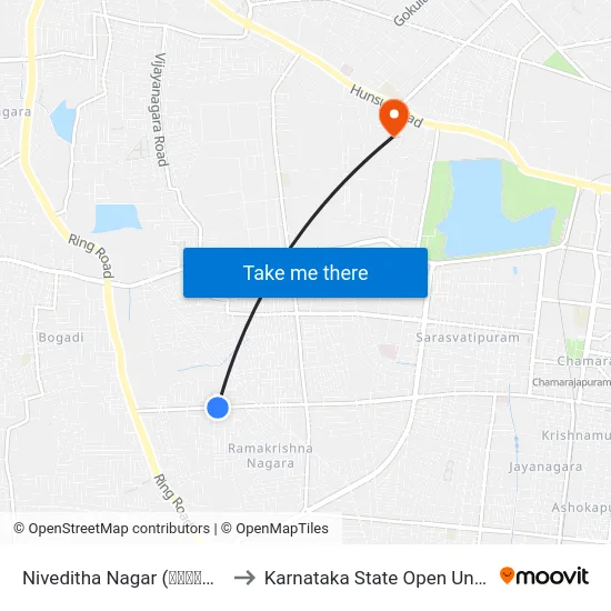 Niveditha Nagar (ನಿವೇದಿತ ನಗರ) to Karnataka State Open University map